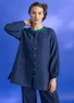 Woven “Asta” artist’s blouse in linen (indigo/striped XS)