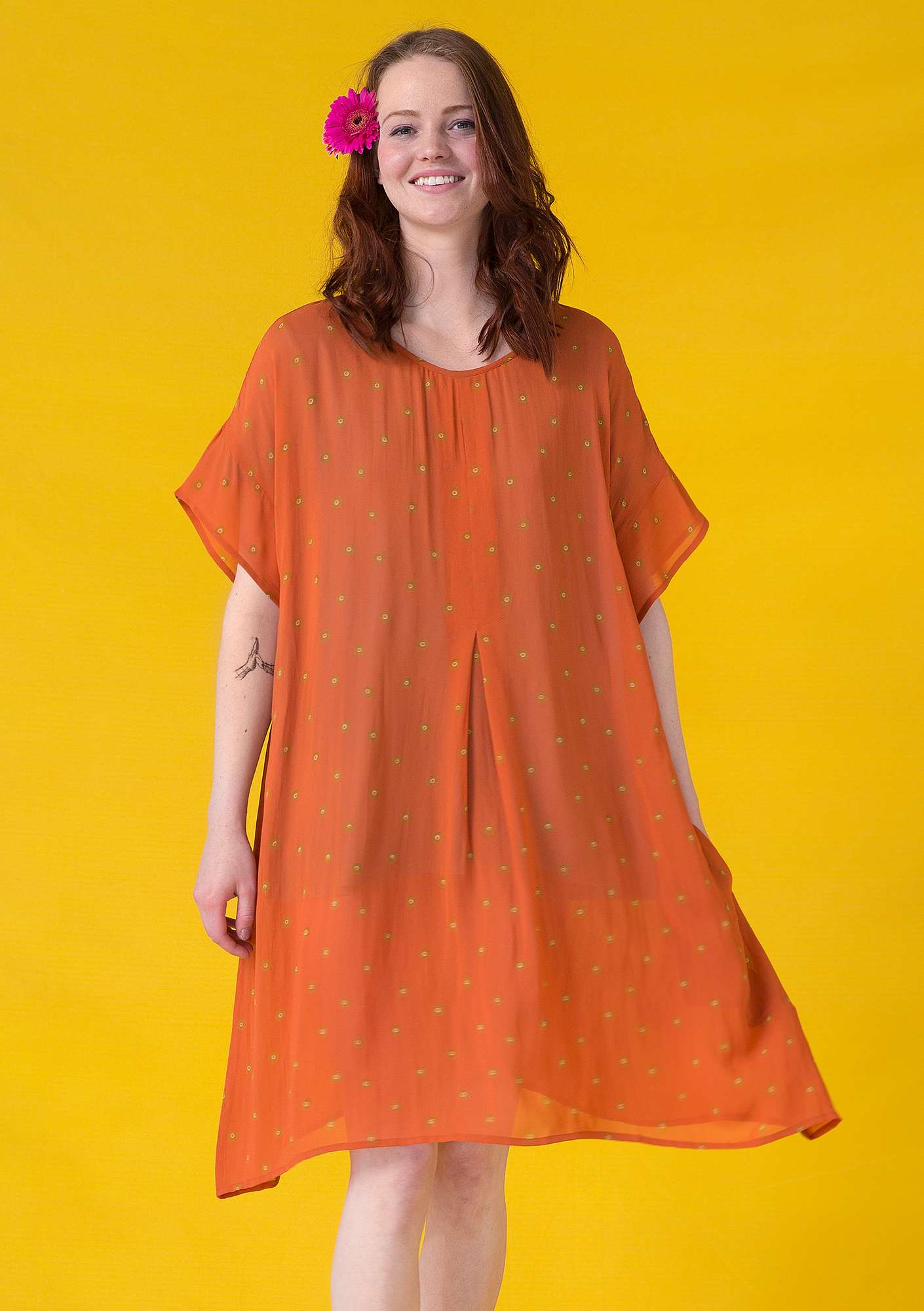 Kleid „Mirabelle“ aus Viskose gebranntes orange