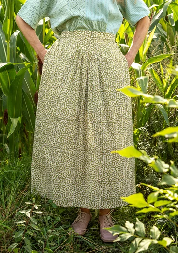 “Alv” woven organic cotton skirt - asparagus