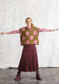 Strickpullunder „Rut“ aus Bio-/Recycling-Baumwolle - dunkelolive-punkte