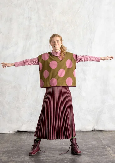 Strickpullunder „Rut“ aus Bio-/Recycling-Baumwolle - dunkelolive-punkte