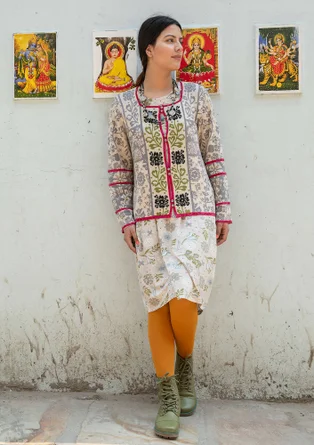 Cardigan "Jurta" i uld/lyocell - lys sand