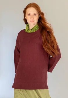 Bluse «Azores» i lin - aubergine