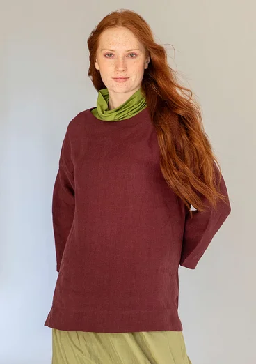 Bluse «Azores» i lin - aubergine