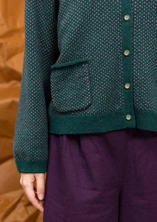 Gestreifte, gepunktete oder einfarbige Strickjacke „Wilma“ aus Lammwolle - dunkeljaspis-gemustert