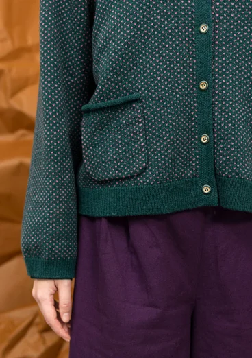 Gestreifte, gepunktete oder einfarbige Strickjacke „Wilma“ aus Lammwolle - dunkeljaspis-gemustert