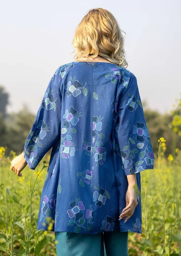 “Swirl” woven organic cotton tunic - porcelain blue