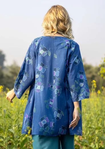 “Swirl” woven organic cotton tunic - porcelain blue