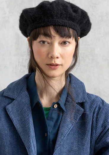 Béret en maille d’alpaga mélangé - noir