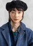 Knitted alpaca blend beret (black One Size)