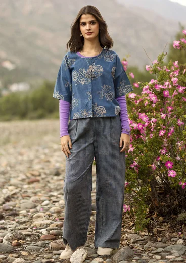 “Rose hip” woven organic cotton blouse - indigo