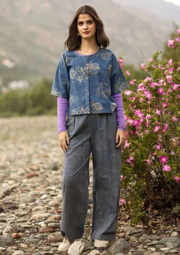“Rose hip” woven organic cotton blouse - indigo