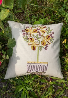 Housse de coussin "Lemon tree" en coton biologique - naturel