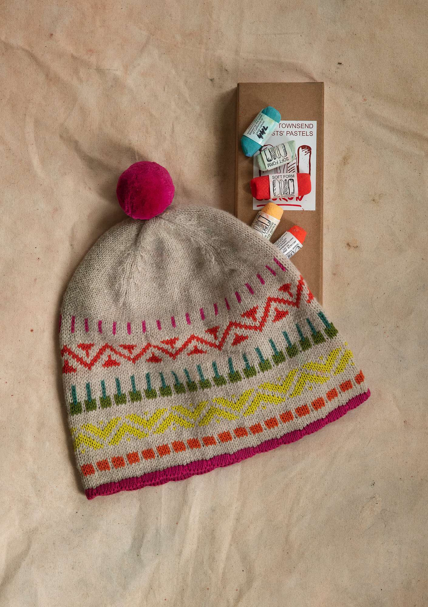 “Strikk” hat in wool/hemp/recycled cotton natural melange
