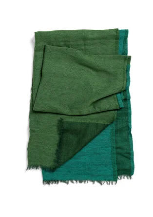 Satin-weave wool scarf - forest green