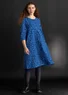 “Ylva” jersey dress in organic cotton/spandex (flax blue/patterned XXL)