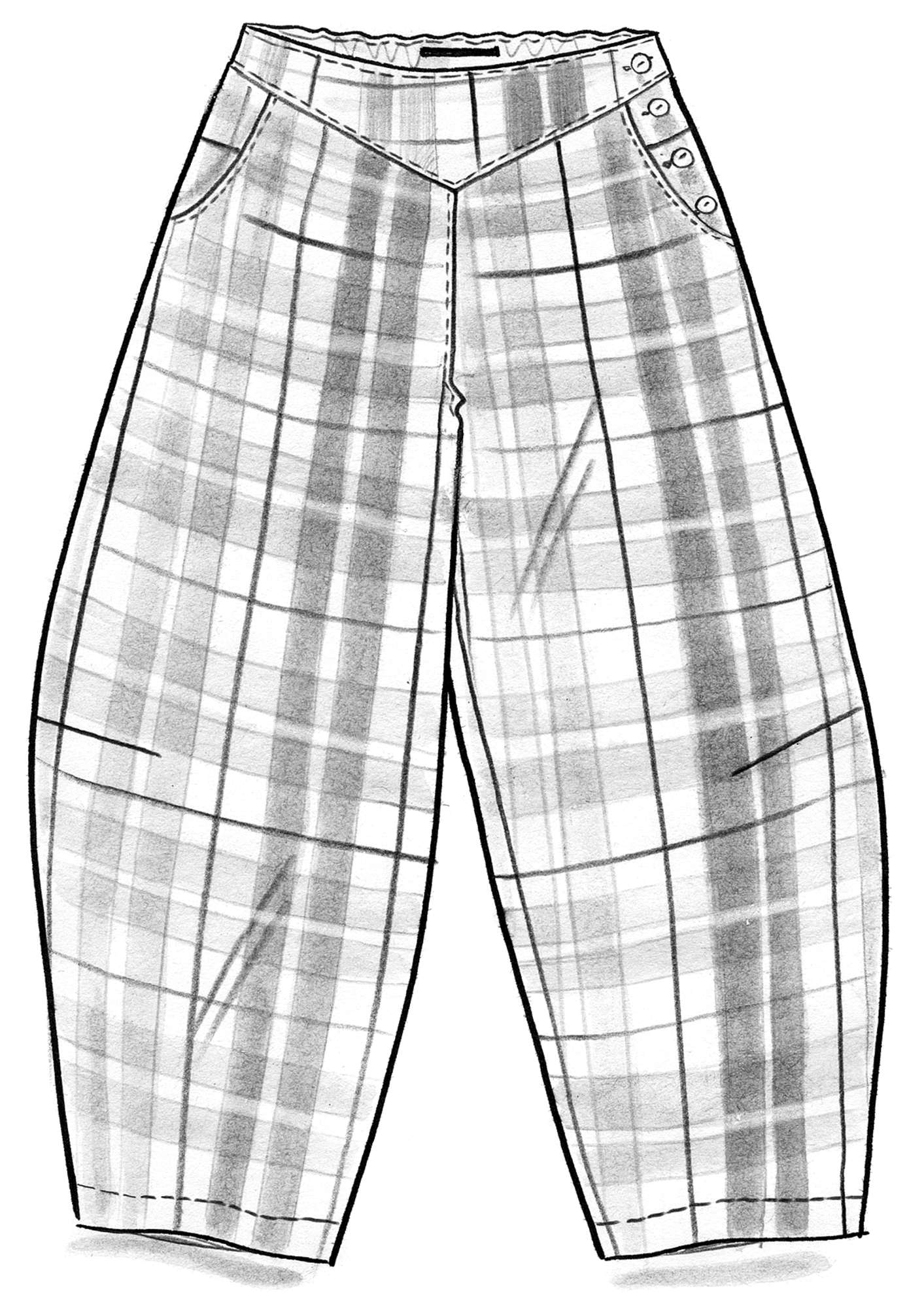 Trousers in a woven cotton/linen blend