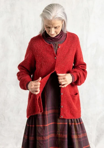 Strickjacke aus Alpakawollgemisch - papageienrott-melange