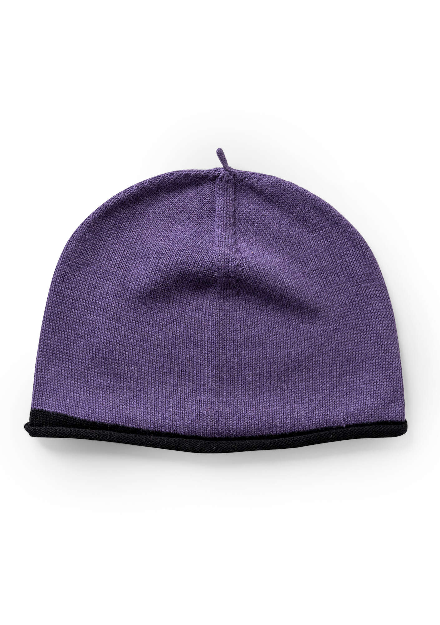 “Rainbow” cotton, wool or cotton/wool beanie  dusky purple thumbnail