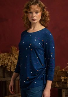 “Fields” patterned cotton/modal top - indigo