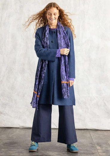 Langstrickjacke aus gefilzter Bio-Wolle - dunkelindigot-melange