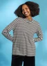 Striped mock turtleneck in organic cotton (black/feather XS)