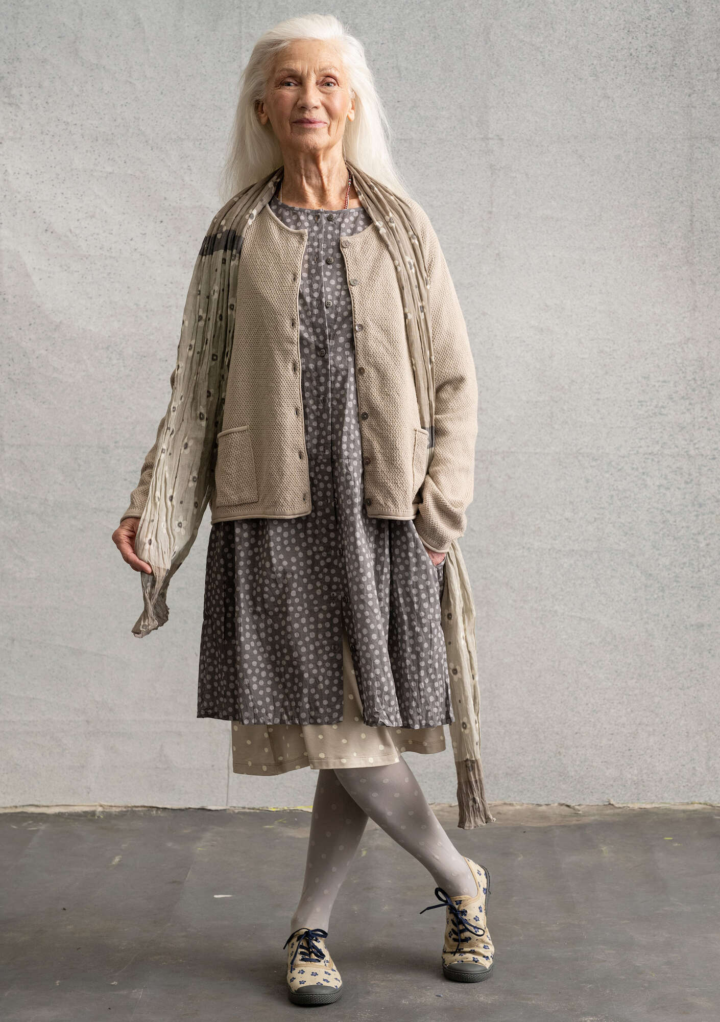 Moss-stitch knit cardigan in recycled cotton dark natural