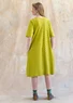 Robe basique rayée en coton biologique (asperge/vert lime S)
