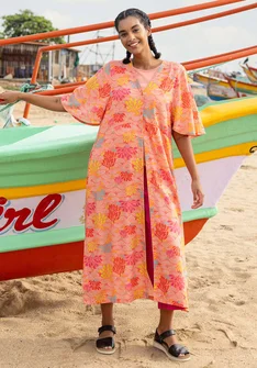 Robe tissé "Pearl" en viscose/lin - nymphéa