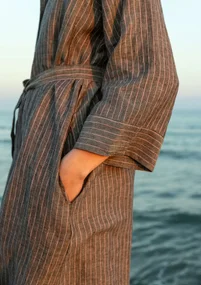 “Bifrost” woven linen shirt dress - light mulberry