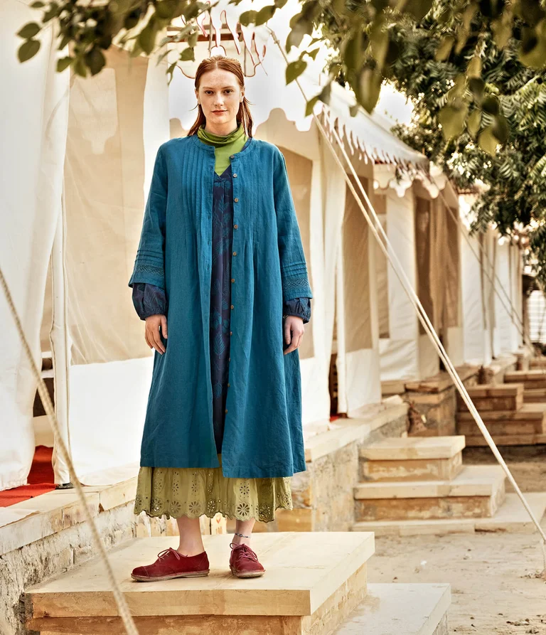 Woven “Sand” dress in organic cotton/linen