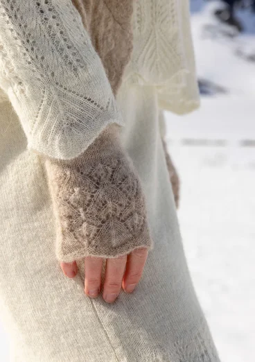 Handstulpen „Forgetmenot“ aus Alpakawollgemisch - kalkstein-melange