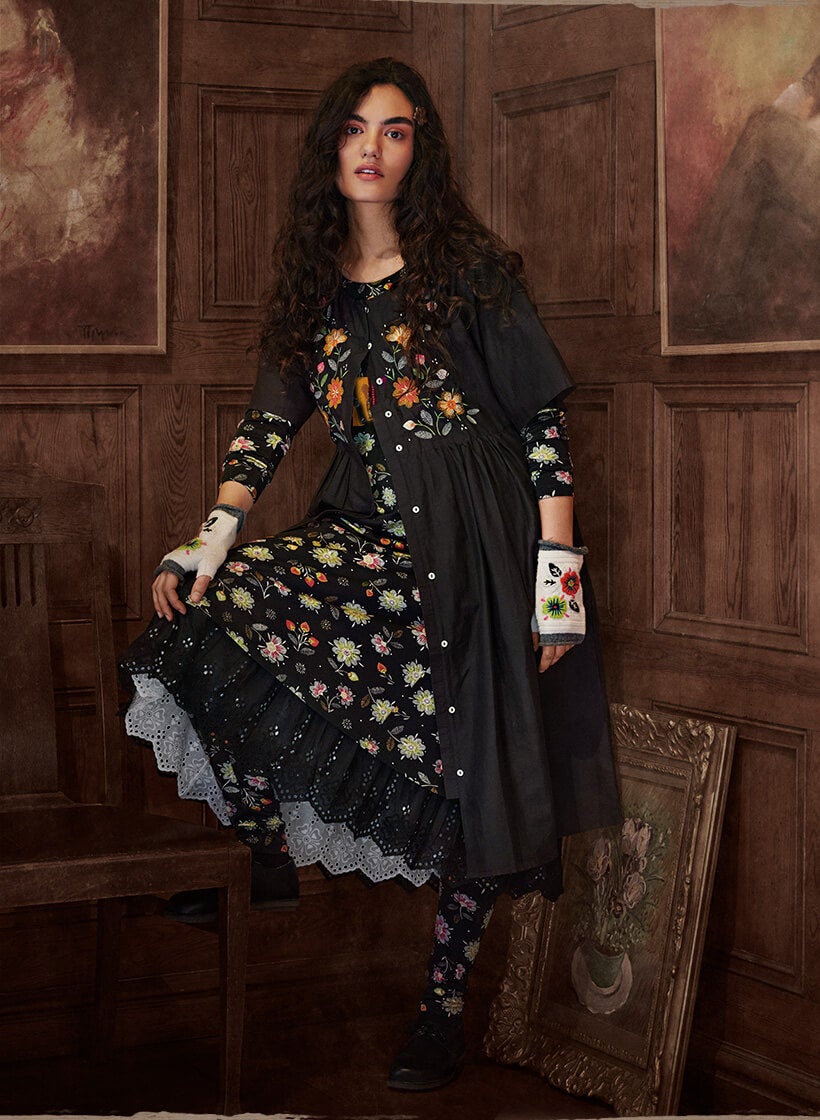 “Margrethe” woven organic cotton/silk dress
