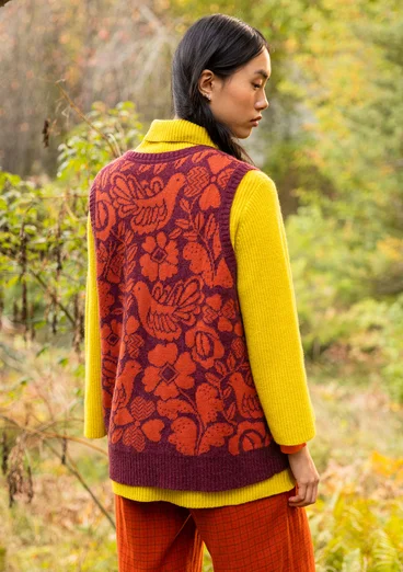 Gebreide slip-over "Meadow" van alpacamix/biologisch katoen - wijnrood