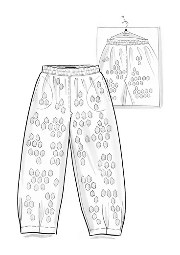 Vævede bukser "Vendela" i økologisk bomuld - kraprød/mønstret