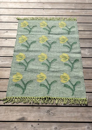"Wildflower" organic cotton rug - dusty green