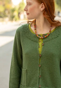 Strickjacke „Mossfire“ aus Lammwollmischung - grasgrün-melange