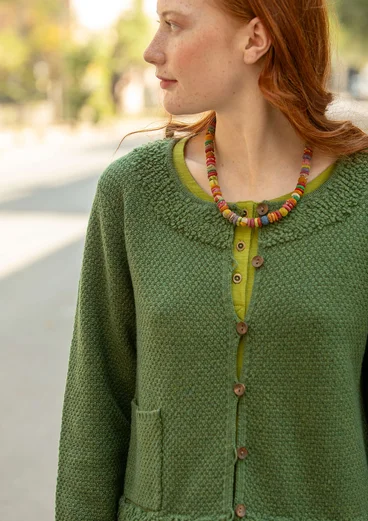 “Mossfire” lambswool blend cardigan - grass green/melange