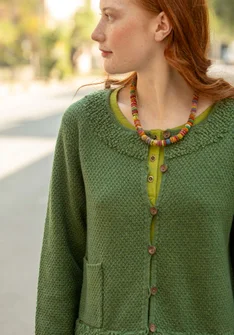 Strickjacke „Mossfire“ aus Lammwollmischung - grasgrün-melange