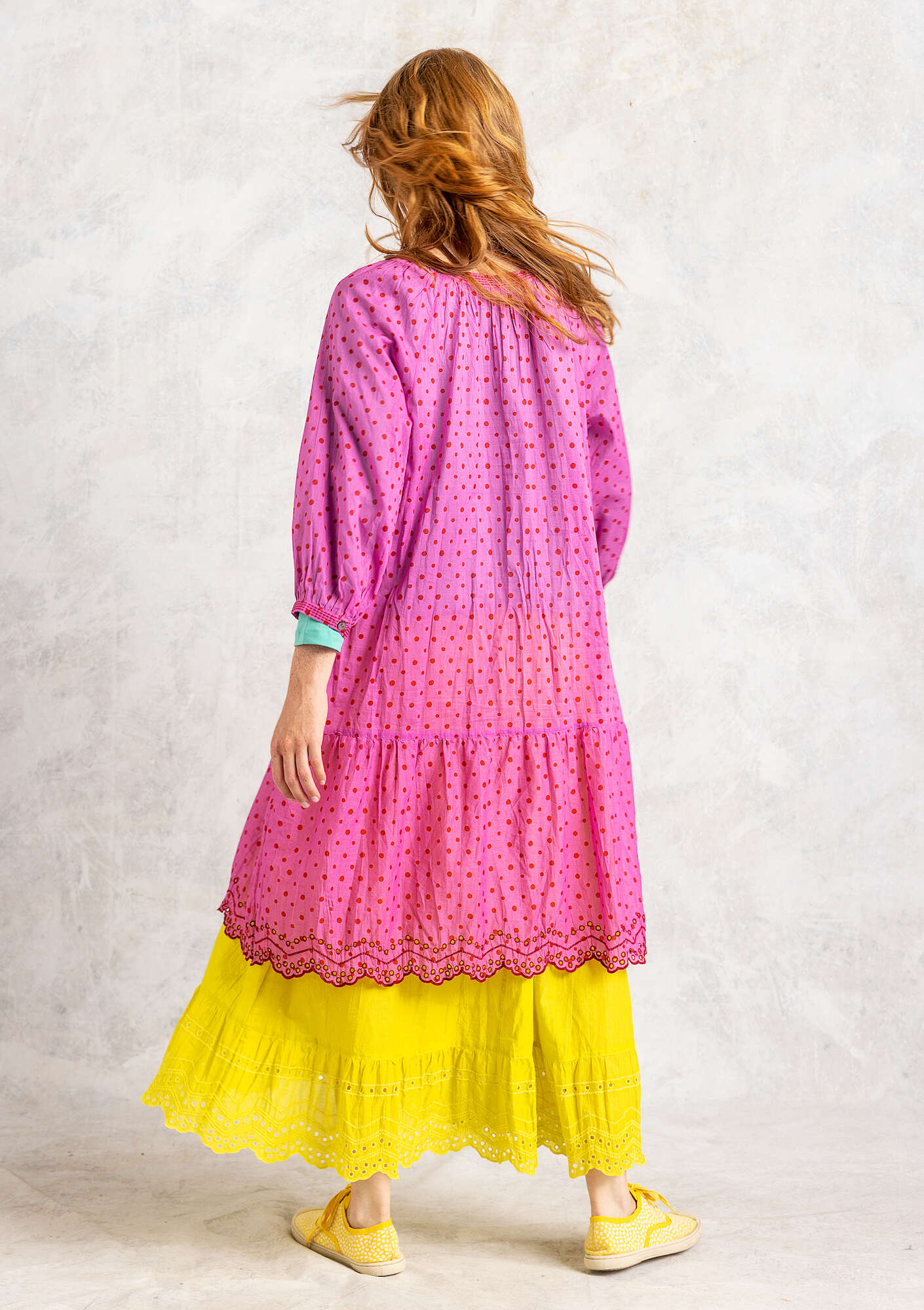 Woven “Lilly” dress in organic cotton wild rose