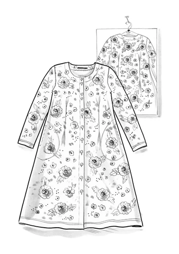 “Nootka” organic cotton/recycled polyester velour dress - forest green/patterned