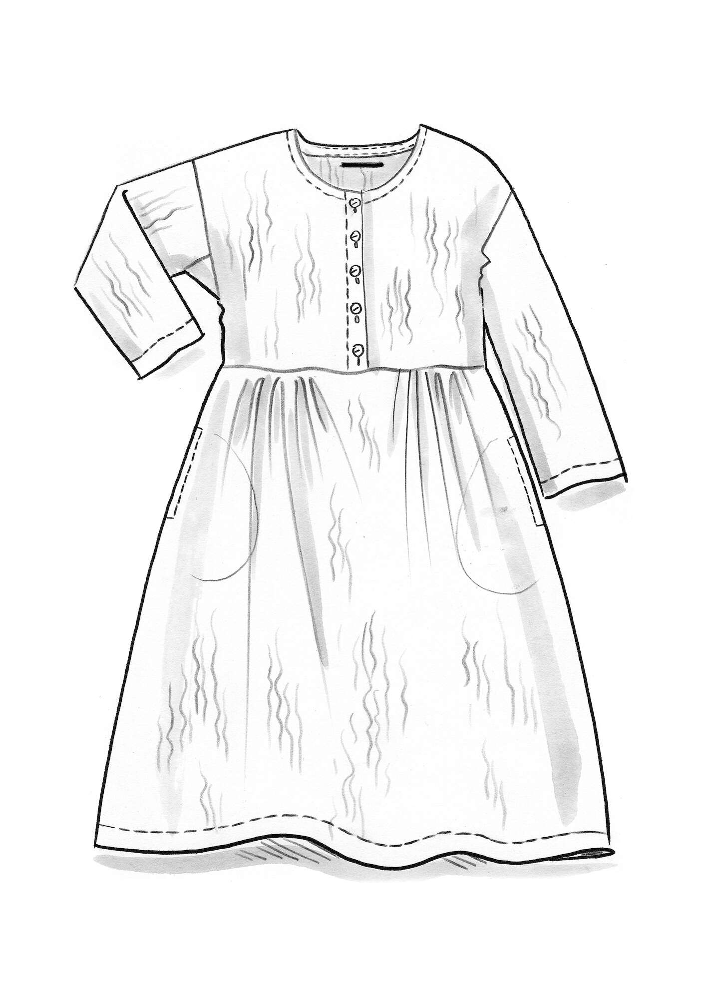 Woven dress in organic cotton almond milk