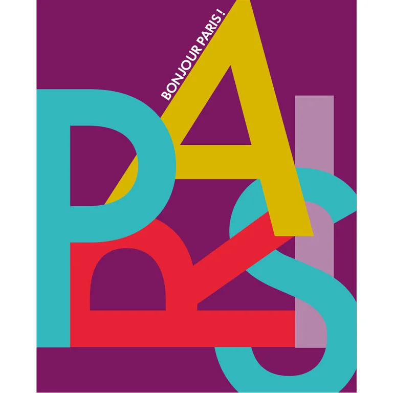 “PARIS” written with scrambled letters on a purple background.