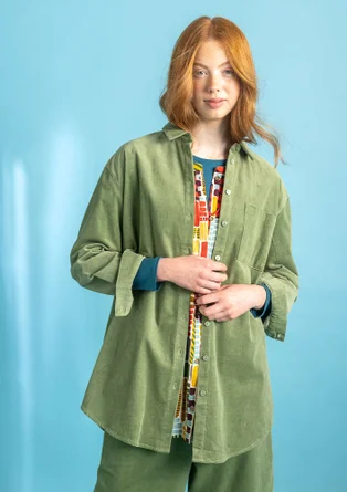 Corduroy overhemdblouse van biologisch katoen - nevelgroen
