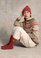 Stricksocken „Arktis“ aus Wolle - kürbis