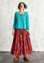 Rok "Rut" van geweven viscose/linnen - papegaairood/dessin