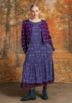 Geblümte Strickjacke „Tulipan“ aus Lammwollmischung/Bio-Baumwolle - petunie