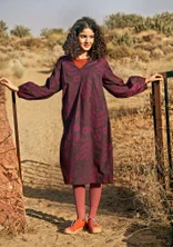 Robe "Seaweed" en coton biologique tissé - aubergine foncé