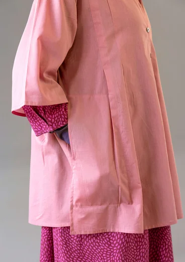 Blouse fleurie/unie "Leah" en coton biologique - rose minéral