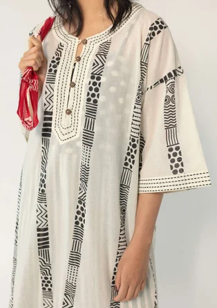 Kaftan "Ghana" i ekologisk bomull - vanilj